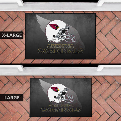American Football Team Door Mat - Arizona Cardinals Grey Silhouette White Helmet Door Mat Home Decor