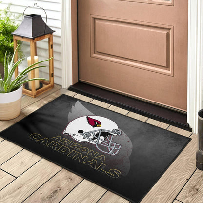 American Football Team Door Mat - Arizona Cardinals Grey Silhouette White Helmet Door Mat Home Decor