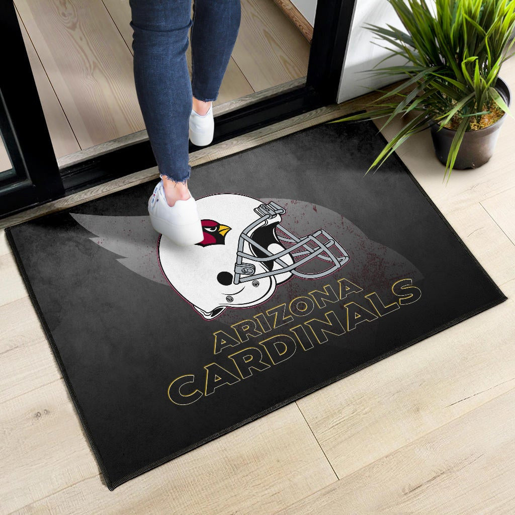 American Football Team Door Mat - Arizona Cardinals Grey Silhouette White Helmet Door Mat Home Decor