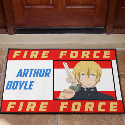 Fire Force Anime Door Mat Arthur Boyle Long Hair Fire Minimal Artwork Door Mat Home Decor
