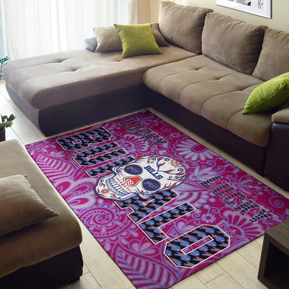 Buffalo Bills American Football Team Area Rug Lucky Buffalo With Tattooed Skull Floral Rugs Home Decor