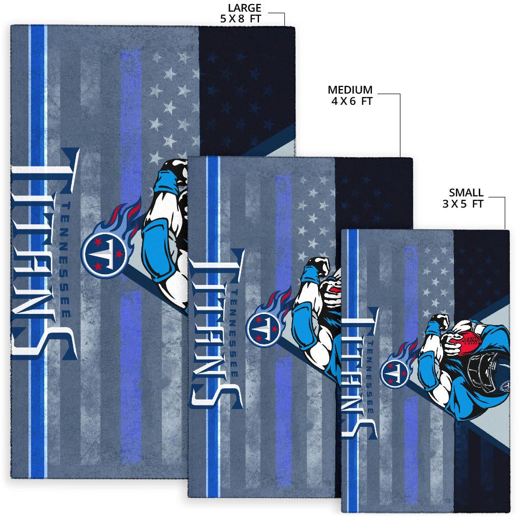 Tennessee Titans American Football Team Area Rug Muscle Player Holding Rugby Flaming Ball US Flag Rugs Home Decor