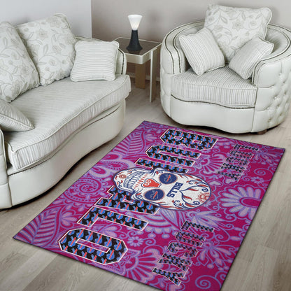 Buffalo Bills American Football Team Area Rug Lucky Buffalo With Tattooed Skull Floral Rugs Home Decor