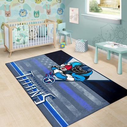 Tennessee Titans American Football Team Area Rug Muscle Player Holding Rugby Flaming Ball US Flag Rugs Home Decor