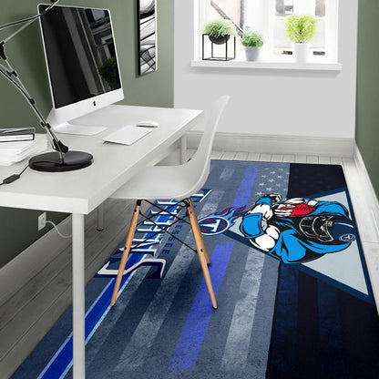 Tennessee Titans American Football Team Area Rug Muscle Player Holding Rugby Flaming Ball US Flag Rugs Home Decor