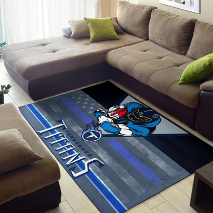 Tennessee Titans American Football Team Area Rug Muscle Player Holding Rugby Flaming Ball US Flag Rugs Home Decor