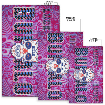 Buffalo Bills American Football Team Area Rug Lucky Buffalo With Tattooed Skull Floral Rugs Home Decor