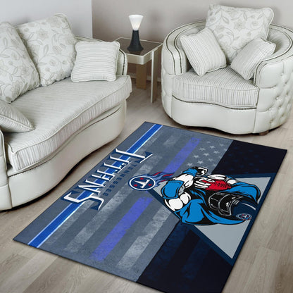Tennessee Titans American Football Team Area Rug Muscle Player Holding Rugby Flaming Ball US Flag Rugs Home Decor
