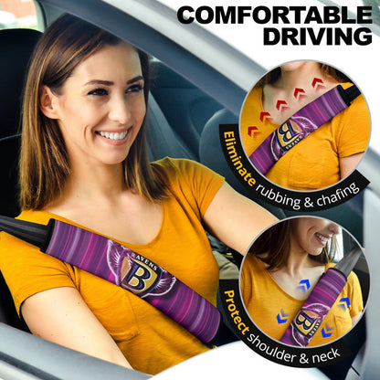 Baltimore Ravens American Football Team Seat Belt Covers Minimal Raven Head Underground B Wings Metal Purple Belt Covers