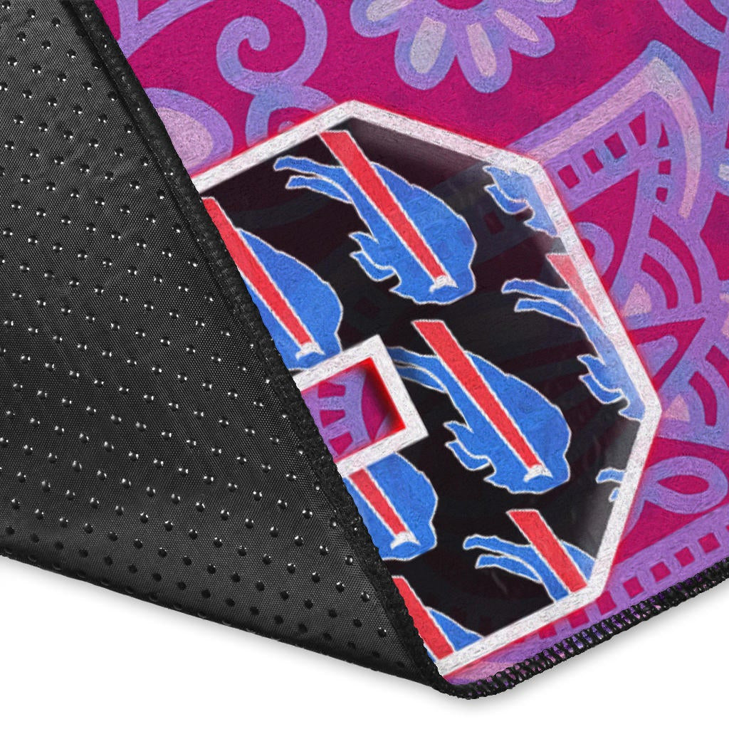 Buffalo Bills American Football Team Area Rug Lucky Buffalo With Tattooed Skull Floral Rugs Home Decor