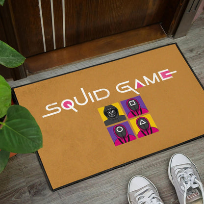 Squid Game Movie Door Mat - Squid Workers Round Square Triangle Face And Mask Boss Card Door Mat Home Decor