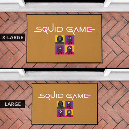 Squid Game Movie Door Mat - Squid Workers Round Square Triangle Face And Mask Boss Card Door Mat Home Decor