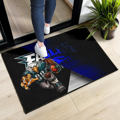 Philadelphia Eagles American Football Team Door Mat Muscle Artwork Eagle 00 Go Champions Blue And Black Door Mat Home Decor