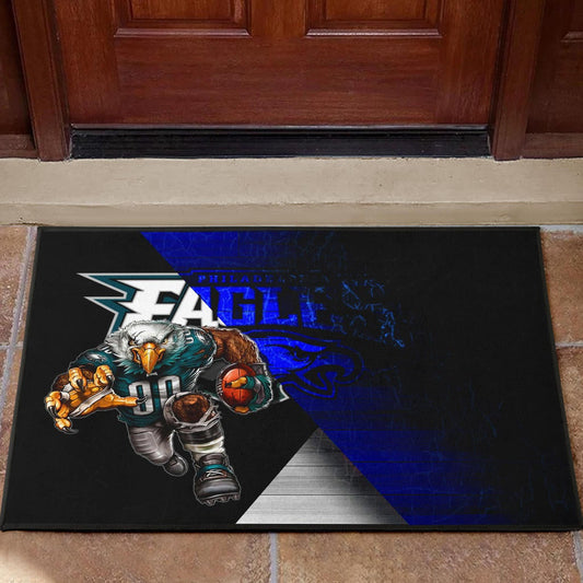 Philadelphia Eagles American Football Team Door Mat Muscle Artwork Eagle 00 Go Champions Blue And Black Door Mat Home Decor