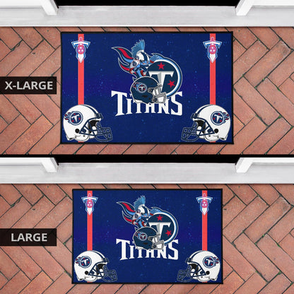 Tennessee Titans American Football Team Door Mat Little Player With Helmet Patterns Blue Galaxy Door Mat Home Decor