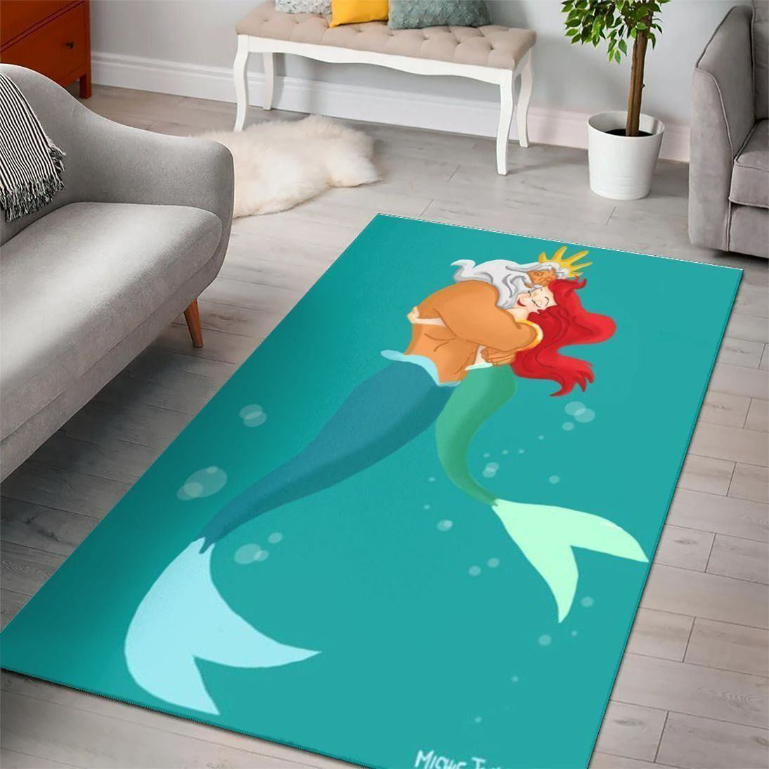 Disney Movies Rectangle Rug | Ariel Disney Princess Characters Living Room Cartoon Floor Carpet