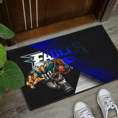 Philadelphia Eagles American Football Team Door Mat Muscle Artwork Eagle 00 Go Champions Blue And Black Door Mat Home Decor