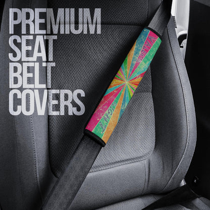 Valentine Seat Belt Covers Red Heart With Wings Flight Rainbow Vintage Background Belt Covers
