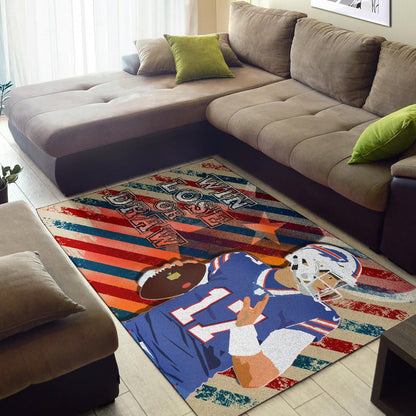 Buffalo Bills American Football Team Area Rug Player 17 Attack Rugby Ball Funny Quote Win Lose Or Draw Rugs Home Decor