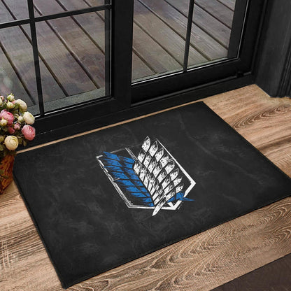 Attack On Titan Anime Door Mat - Wings Of Freedom Symbol Dark Artwork Door Mat Home Decor