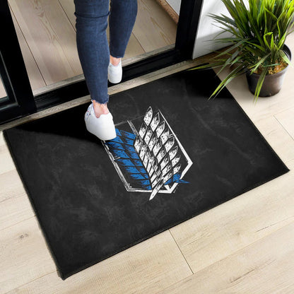 Attack On Titan Anime Door Mat - Wings Of Freedom Symbol Dark Artwork Door Mat Home Decor