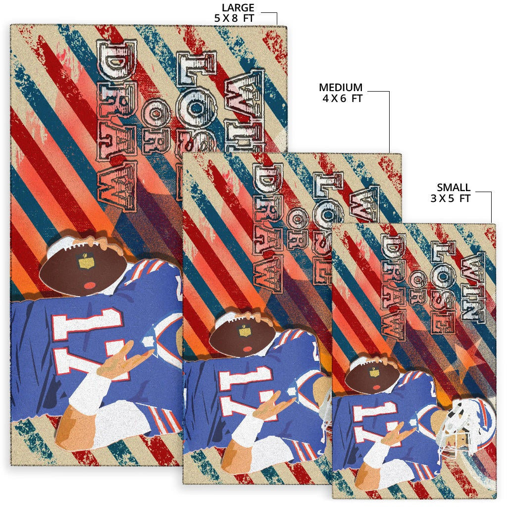 Buffalo Bills American Football Team Area Rug Player 17 Attack Rugby Ball Funny Quote Win Lose Or Draw Rugs Home Decor