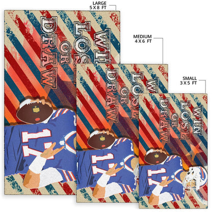 Buffalo Bills American Football Team Area Rug Player 17 Attack Rugby Ball Funny Quote Win Lose Or Draw Rugs Home Decor
