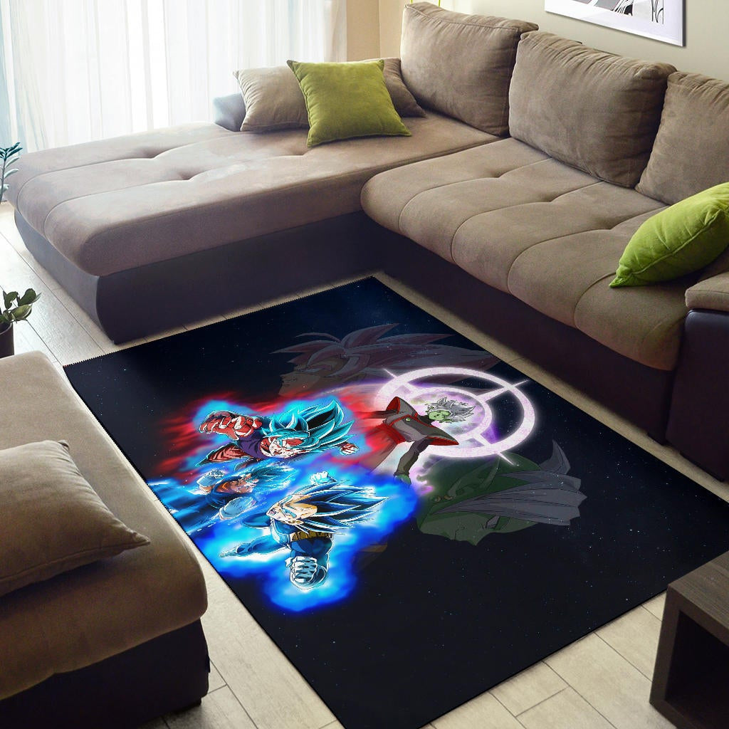 Dragon Ball Anime Area Rug - DB Super Saiyan Power Burst Vs Villains Fusao Zamasu Rugs Home Decor