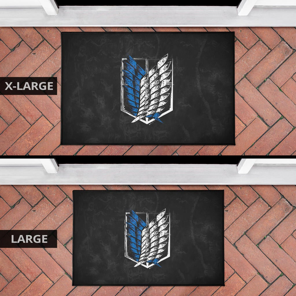 Attack On Titan Anime Door Mat - Wings Of Freedom Symbol Dark Artwork Door Mat Home Decor