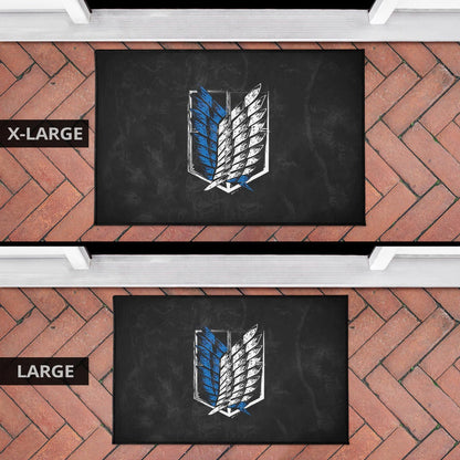Attack On Titan Anime Door Mat - Wings Of Freedom Symbol Dark Artwork Door Mat Home Decor