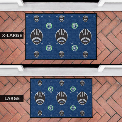 American Football Team Door Mat - Seattle Seahawks Cool Rugby Balls Blue Door Mat Home Decor