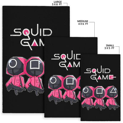 Squid Game Movie Area Rug Cute Chibi Squid Workers Round Square Triangle Big Head Rugs Home Decor