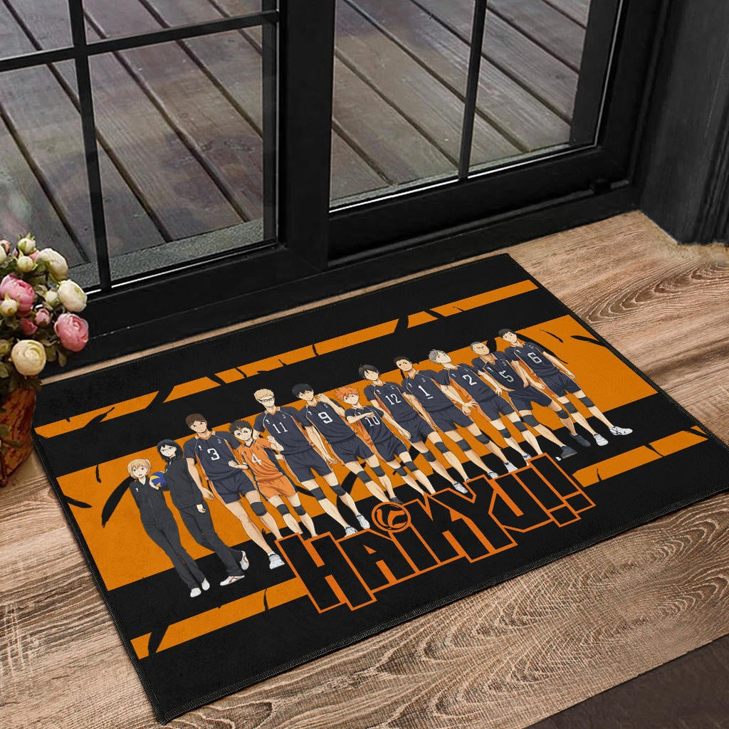 Haikyuu Anime Door Mat - Haikyuu Funny Volleyball Team Members Walking Door Mat