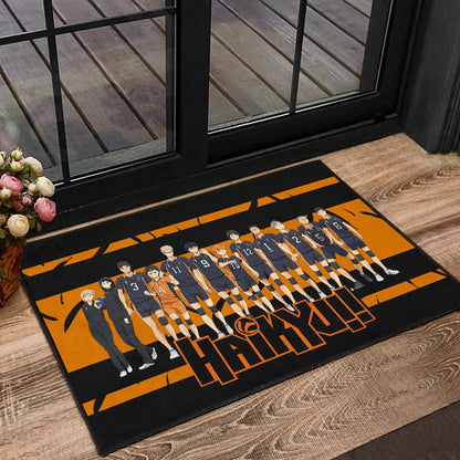 Haikyuu Anime Door Mat - Haikyuu Funny Volleyball Team Members Walking Door Mat