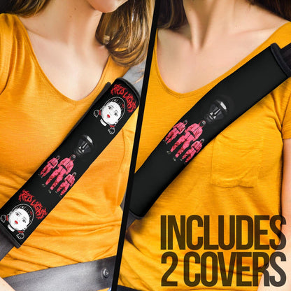 Squid Game Movie Seat Belt Covers - Squid Workers And Iconic Doll Red Light Belt Covers