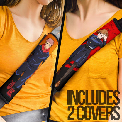 Jujutsu Kaisen Anime Seat Belt Covers - Nobara And Yuji Itadori Runaway Walking Belt Covers