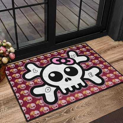 Skull Door Mat - Feminine Skull Sign With Sunflower Patterns Door Mat Home Decor