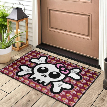 Skull Door Mat - Feminine Skull Sign With Sunflower Patterns Door Mat Home Decor
