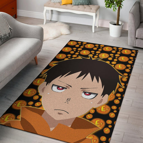 Fire Force Anime Area Rug Shinra Kusakabe Red Eye E Letter Fire Patterns Rugs Home Decor