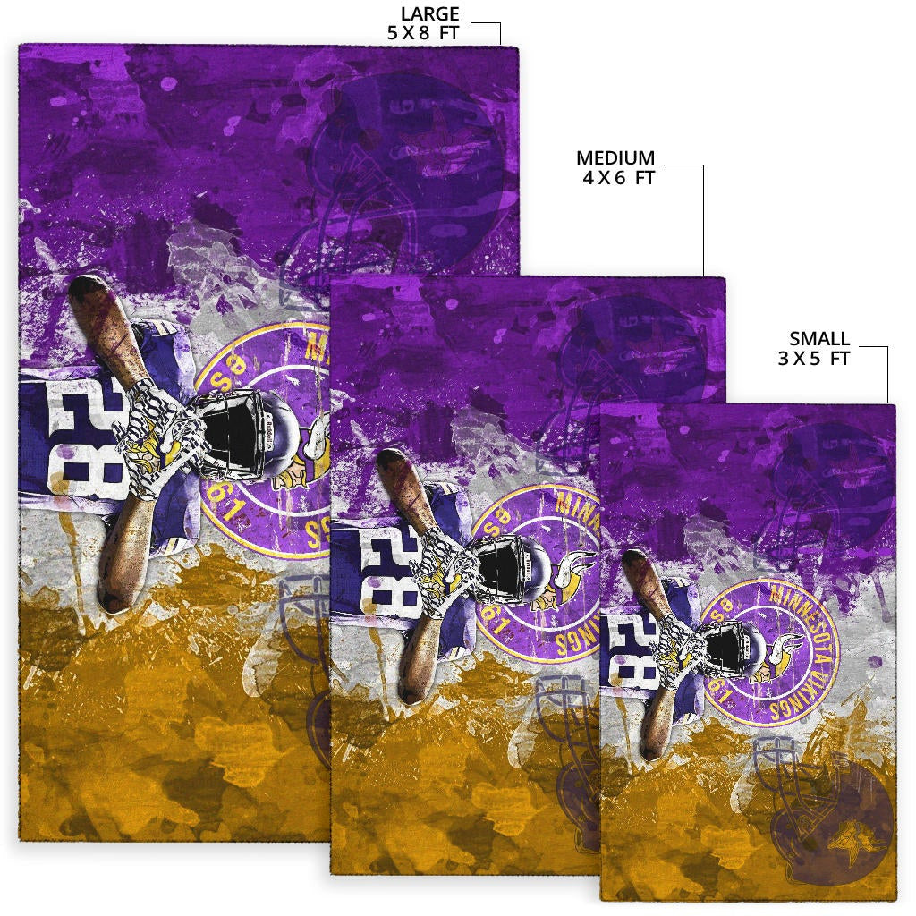 Minnesota Vikings American Football Team Area Rug Adrian Peterson Yellow And Purple Splash Watercolor Rugs Home Decor