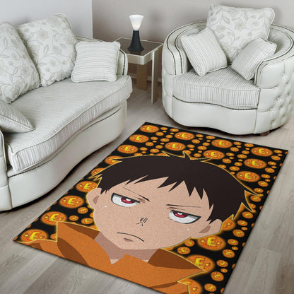 Fire Force Anime Area Rug Shinra Kusakabe Red Eye E Letter Fire Patterns Rugs Home Decor