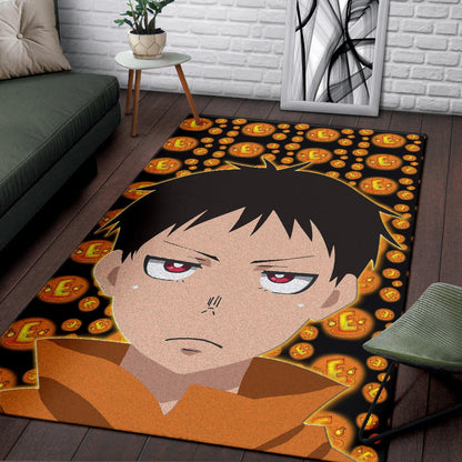 Fire Force Anime Area Rug Shinra Kusakabe Red Eye E Letter Fire Patterns Rugs Home Decor