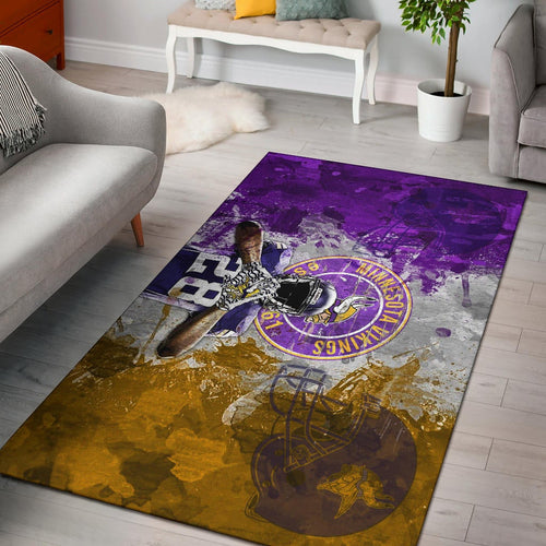 Minnesota Vikings American Football Team Area Rug Adrian Peterson Yellow And Purple Splash Watercolor Rugs Home Decor