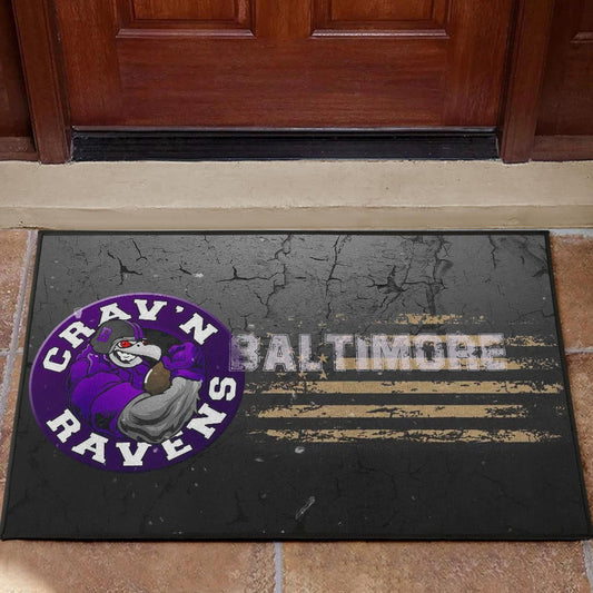 Baltimore Ravens American Football Team Door Mat Crazy Muscle Raven Smiling Broken Grey Wall Door Mat Home Decor