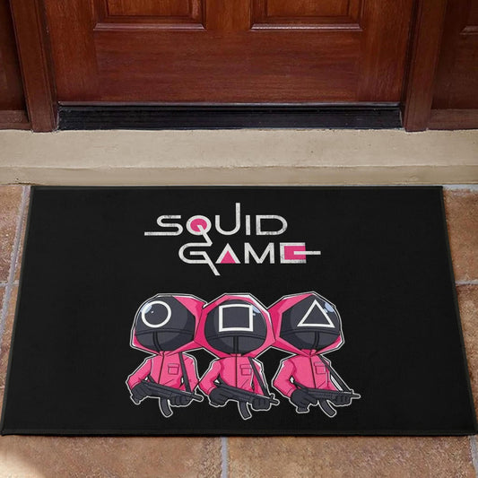 Squid Game Movie Door Mat Cute Chibi Squid Workers Round Square Triangle Big Head Door Mat Home Decor