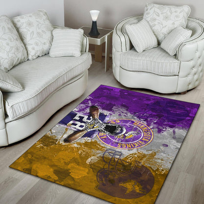 Minnesota Vikings American Football Team Area Rug Adrian Peterson Yellow And Purple Splash Watercolor Rugs Home Decor