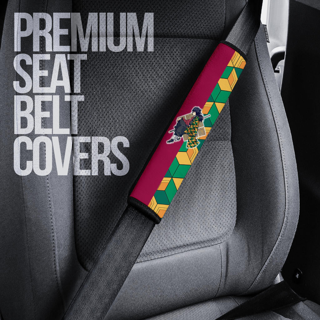Demon Slayer Anime Seat Belt Covers - Cool Tomioka Giyuu With His Sword Cloak Color Pattern Belt Covers