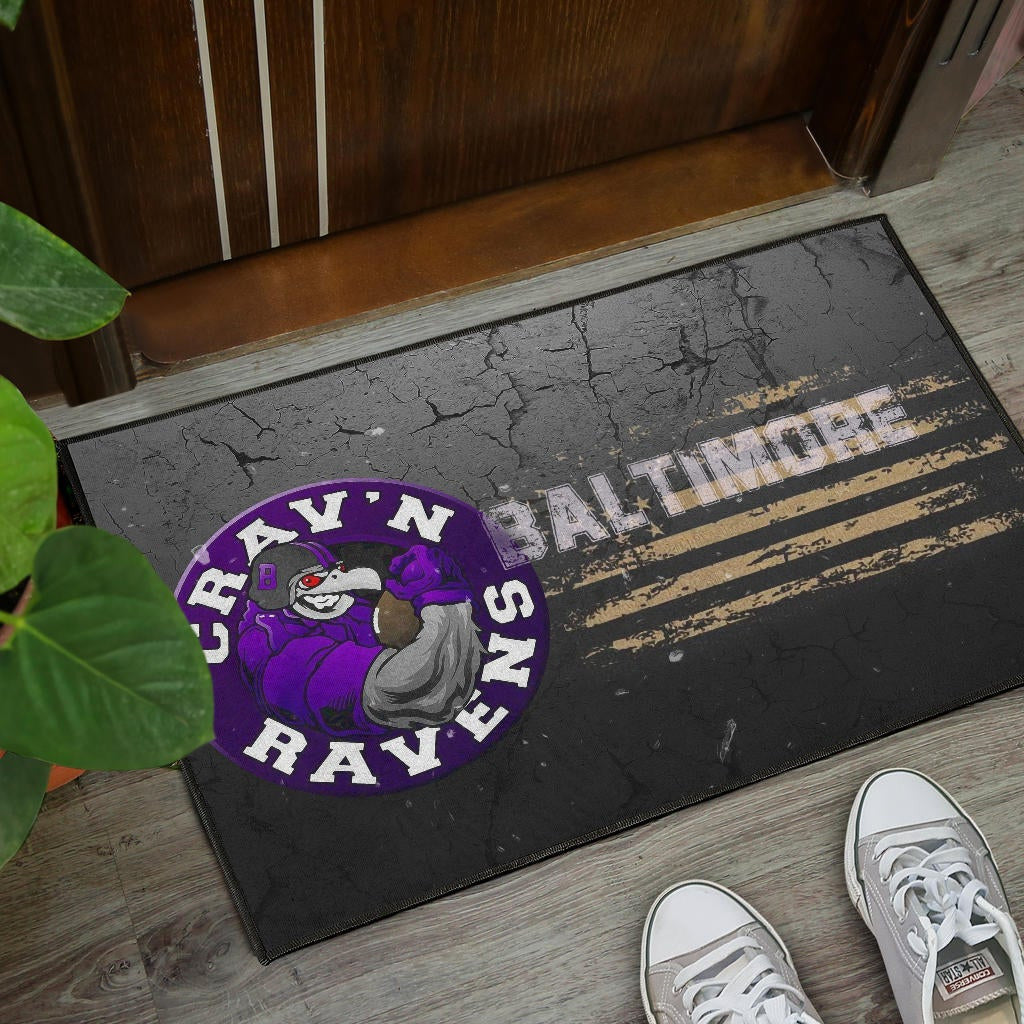 Baltimore Ravens American Football Team Door Mat Crazy Muscle Raven Smiling Broken Grey Wall Door Mat Home Decor