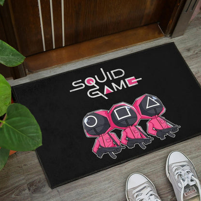 Squid Game Movie Door Mat Cute Chibi Squid Workers Round Square Triangle Big Head Door Mat Home Decor