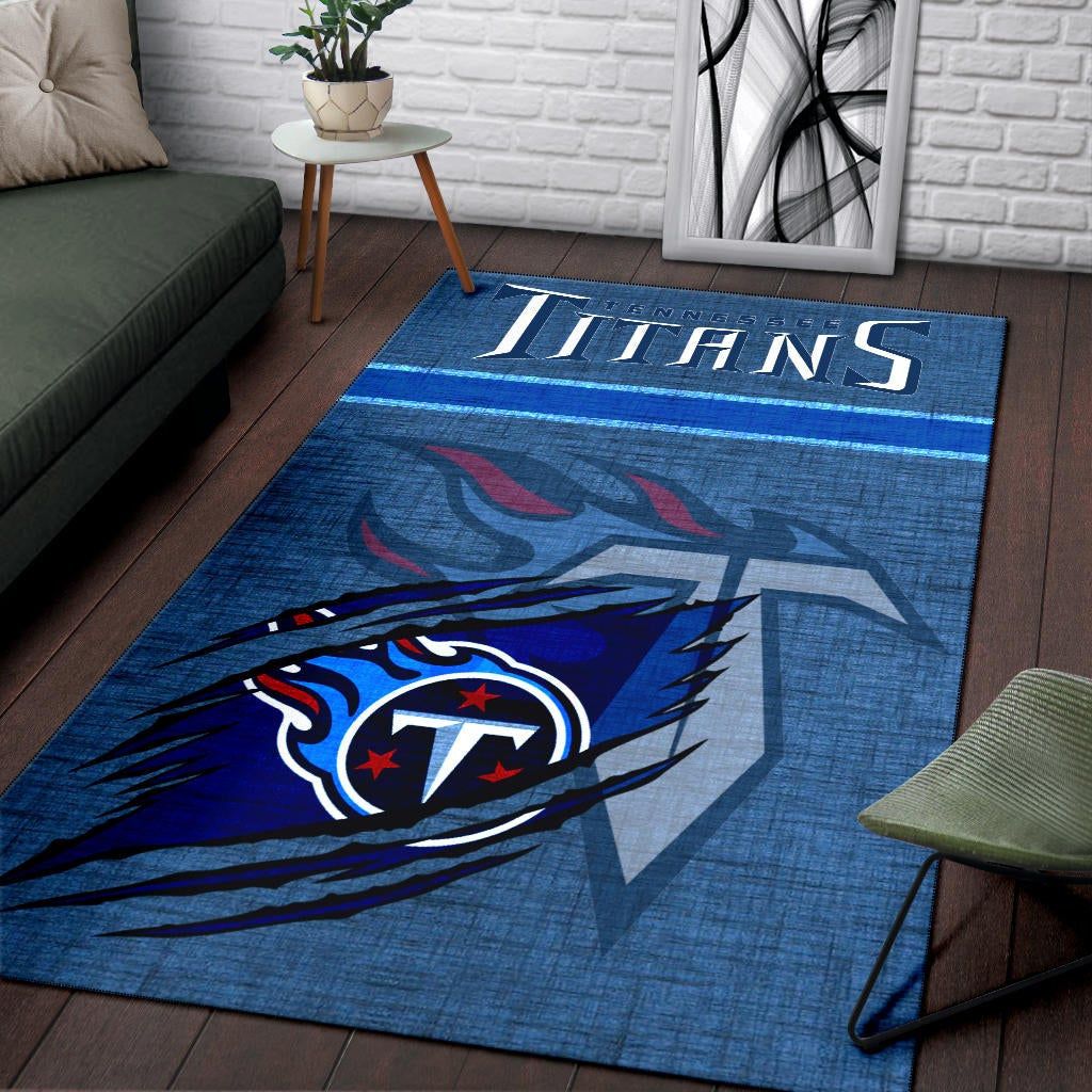Tennessee Titans American Football Team Area Rug Flaming Ball Under Claw Scratches Fabric Background Rugs Home Decor